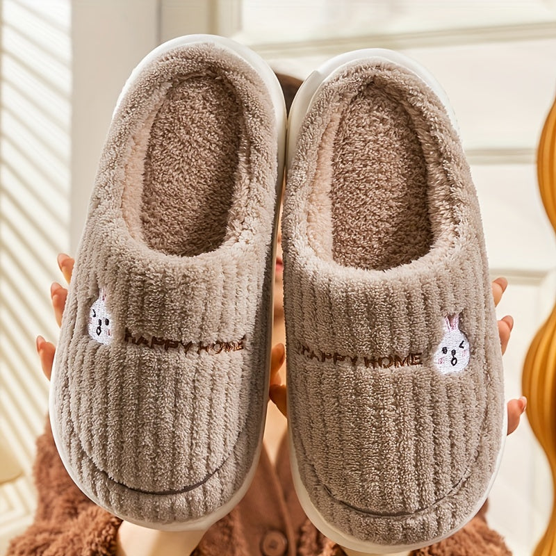Cozy Bunny Plush Slippers Anti-Skid Indoor Shoes for Men