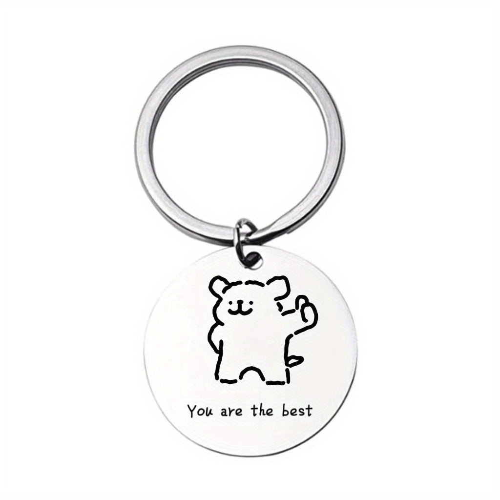 Line Puppy Stainless Steel Keychain For Boys