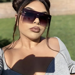 Oversized Square Rimless Sunglasses UV400