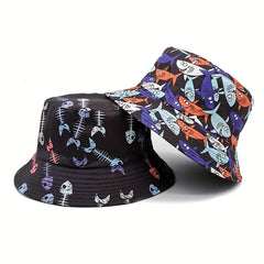 Fishbone Shark Reversible Bucket Hat