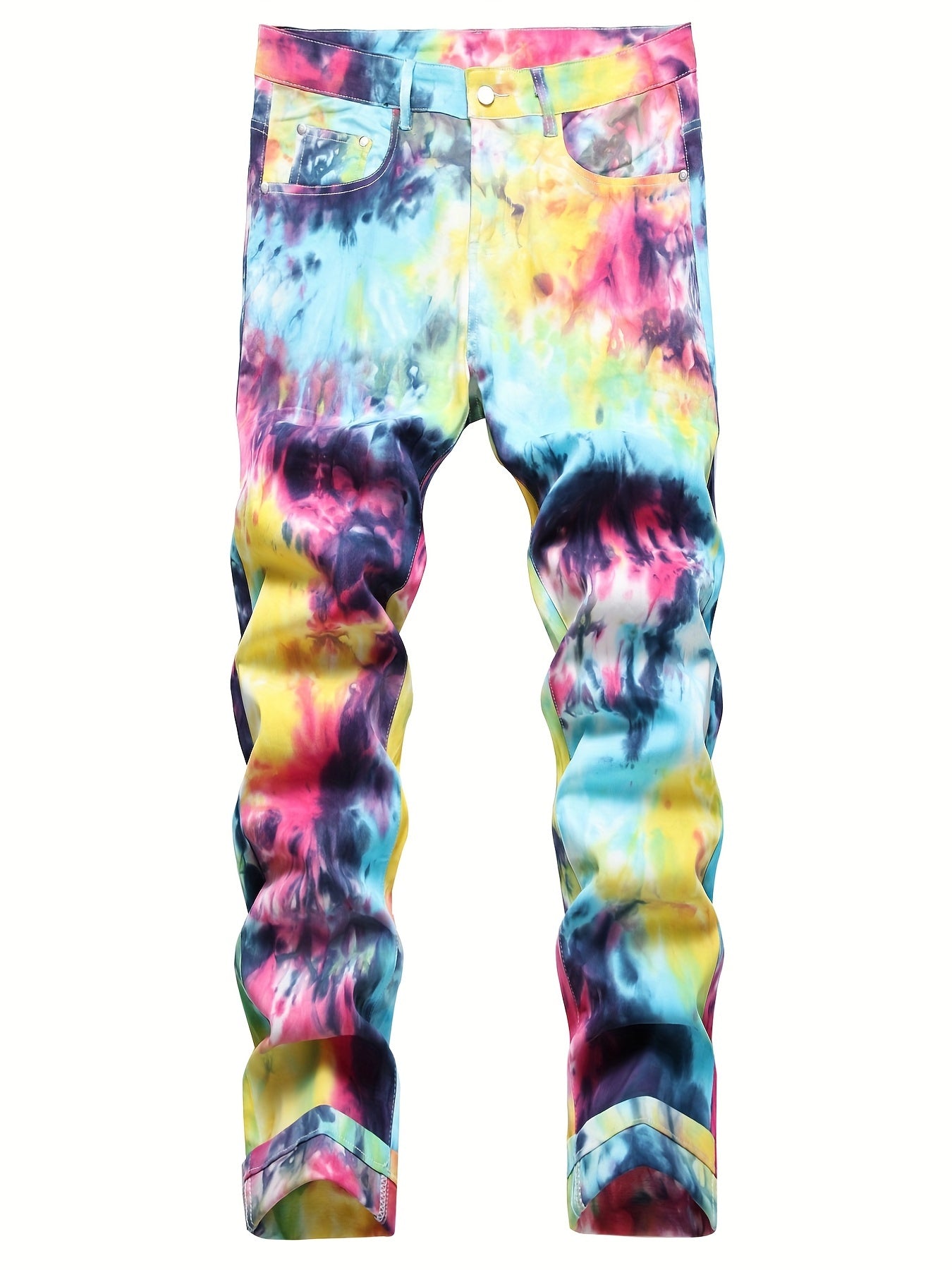 Boys Tie Dye Slim Jeans Denim Pants Street Hip Hop Style For Spring And Autumn