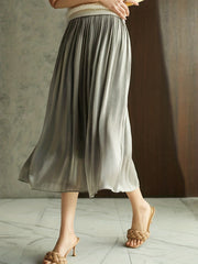 High Waist Pleated Skirt Solid Color Summer Women's Clothing