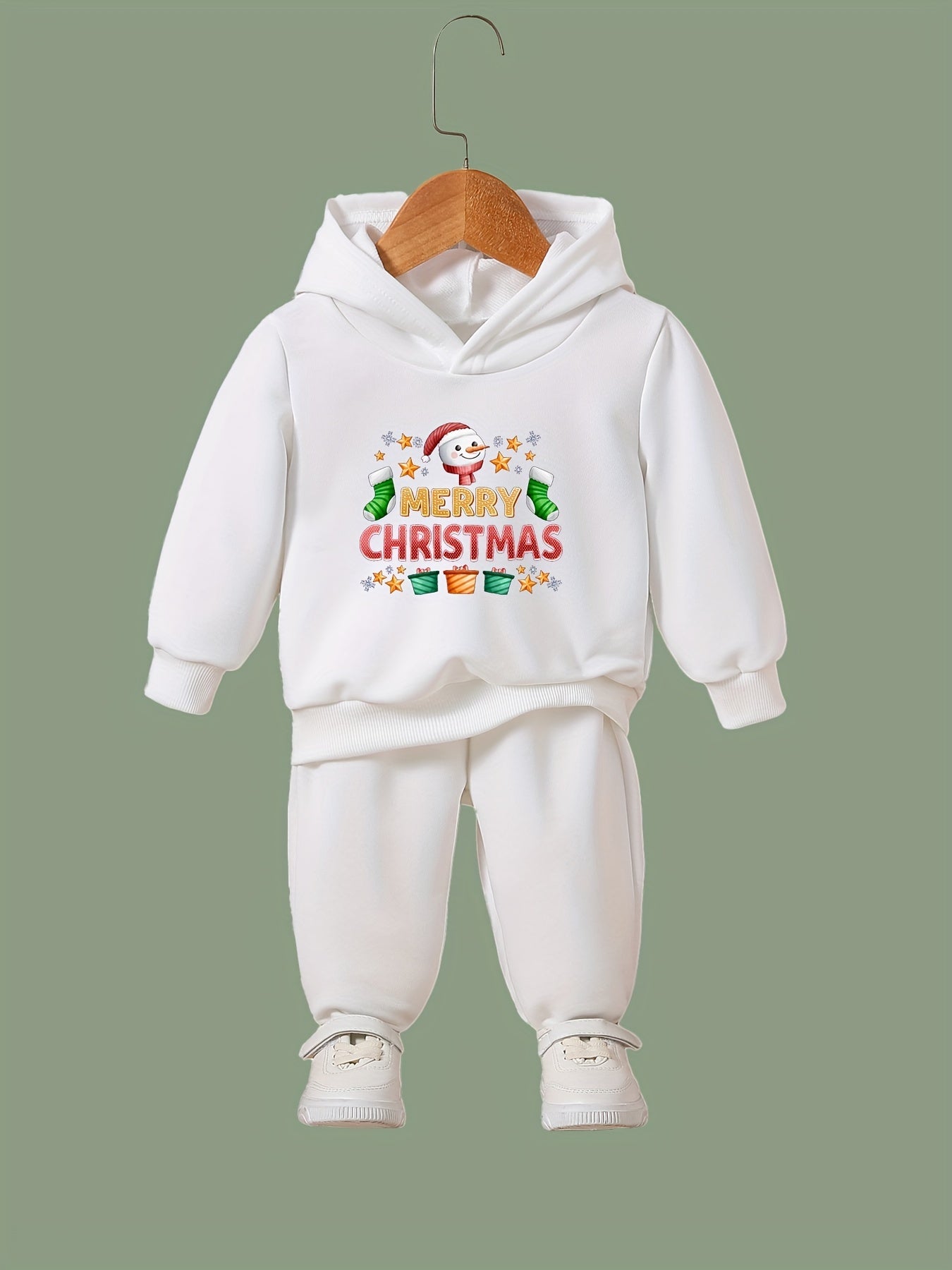 Girls Christmas Alphabets Hooded Sweatshirt Set