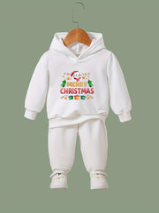 Girls Christmas Alphabets Hooded Sweatshirt Set
