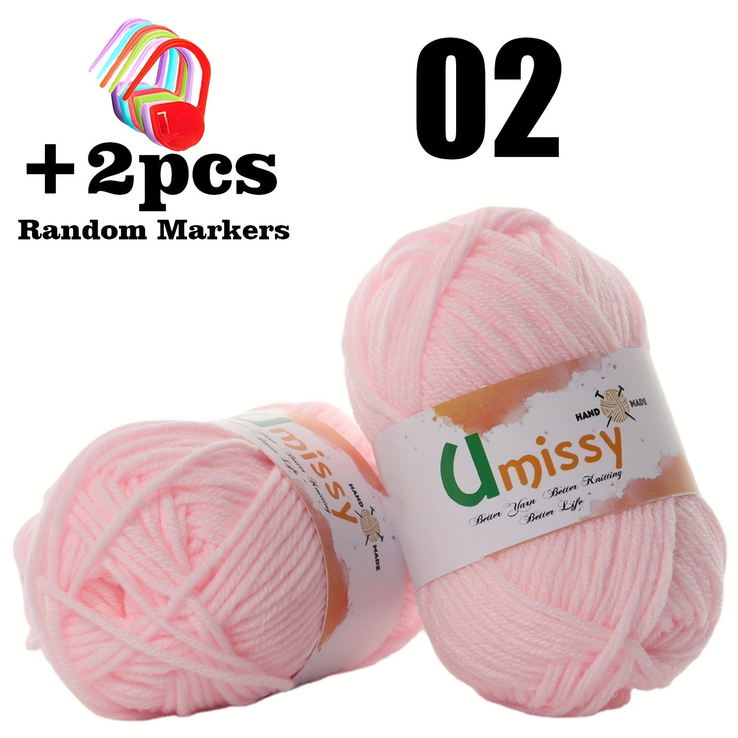 Mini Soft Cotton Yarn Set with Purple Markers 25g 2pcs 2.5mm