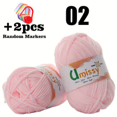 Mini Soft Cotton Yarn Set with Purple Markers 25g 2pcs 2.5mm