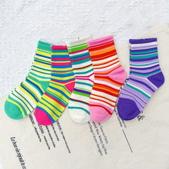 Girls Kids Cartoon Funny Boneless Socks Breathable Comfy Casual Striped Socks