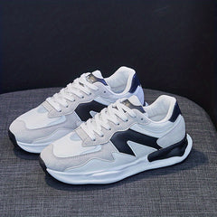 Women's Colorblock Sports Shoes Lace Up Running Sneakers