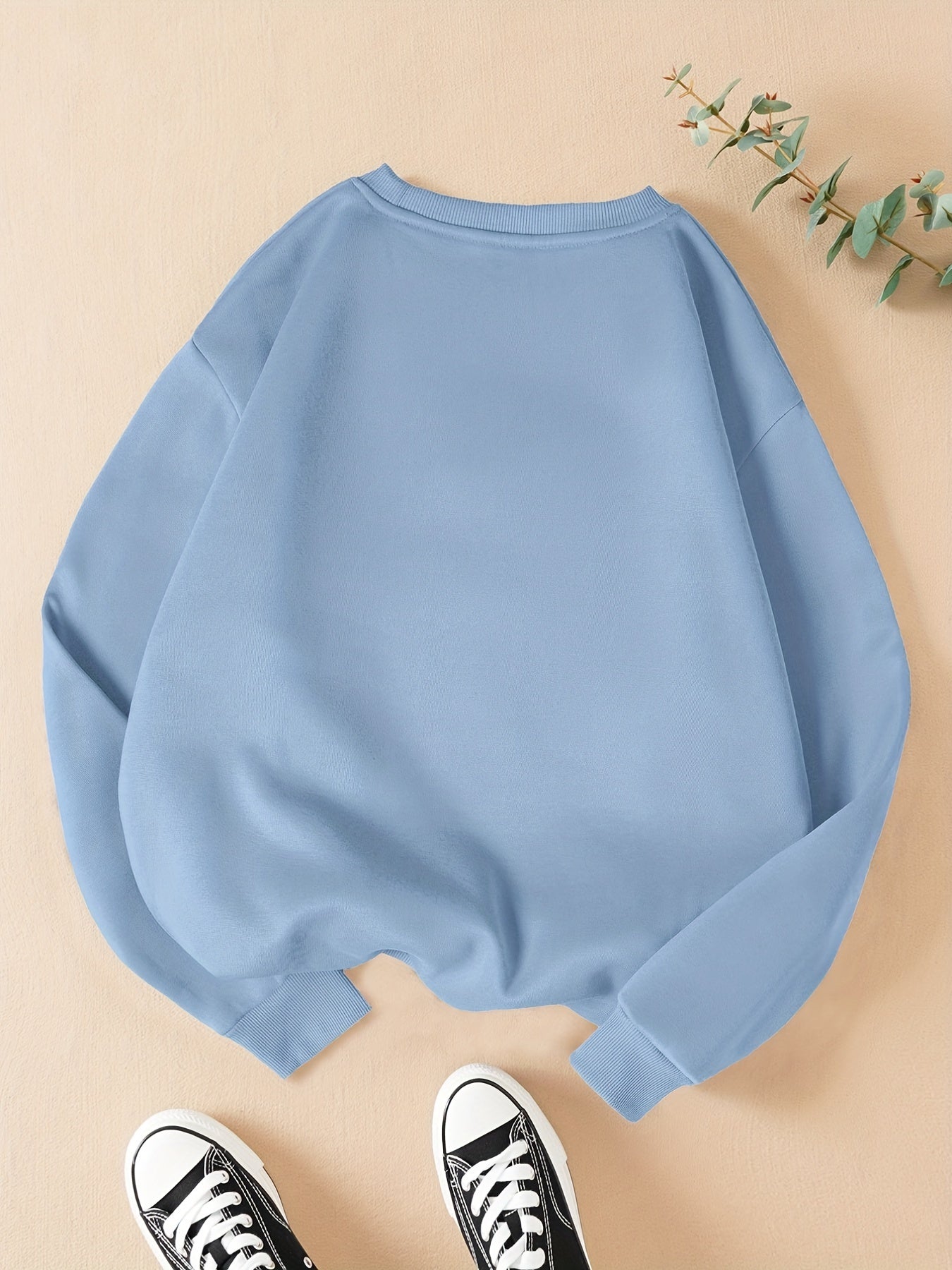 Girl Graphic Print Pullover Crew Neck Sweatshirt