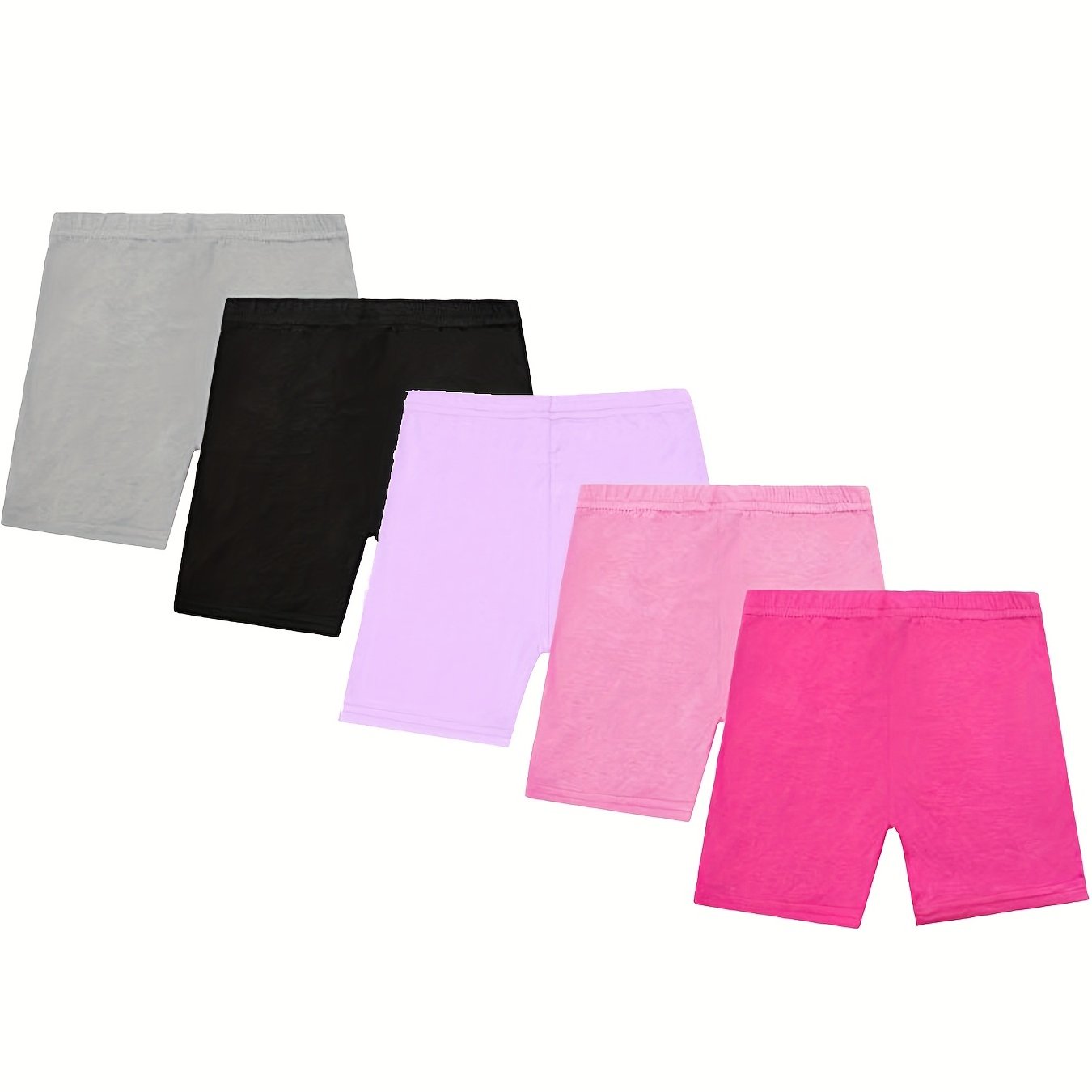 5pcs Girls' Dance Shorts Sports Bicycle Shorts Mixed Colors Set