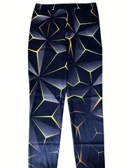 Geometric Print Casual Vintage Stretch Dress Pants For Business Party