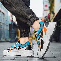 Men's Orange Breathable Lace Up Sneakers