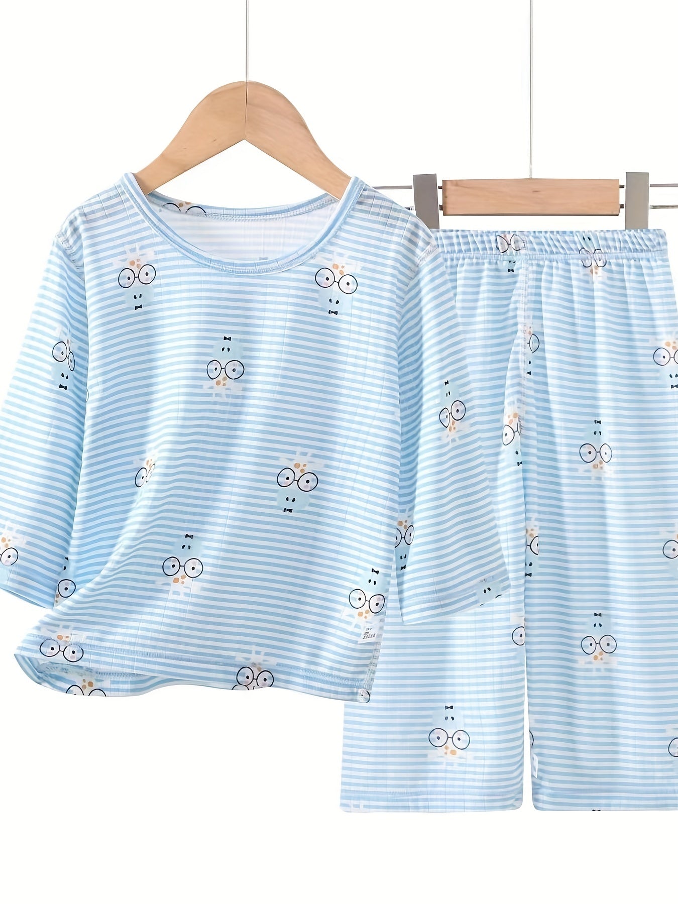 Kids 2pcs Pajamas Cartoon Animals Print PJ Set