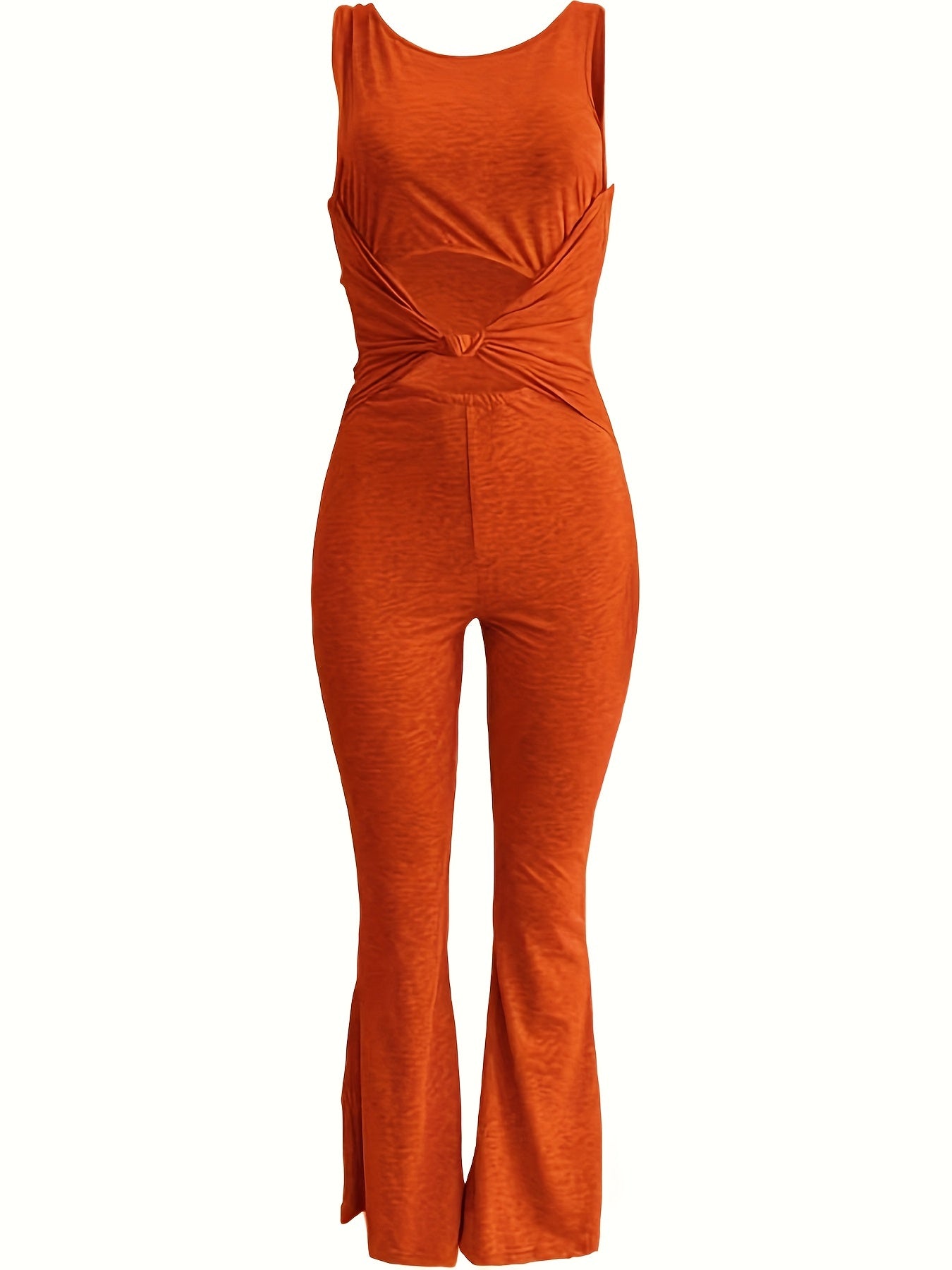 Cut Out Bodycon Jumpsuit Solid Sleeveless Skinny Jumpsuit Women's Clothing
