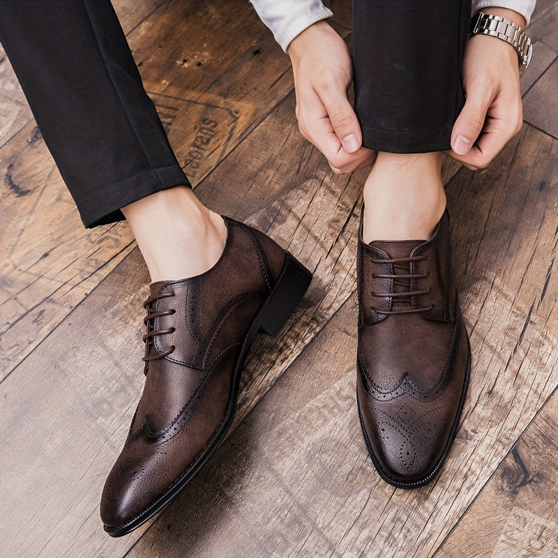 Men's Brogue Wingtip Derby Shoes Lace up Front Dress Shoes