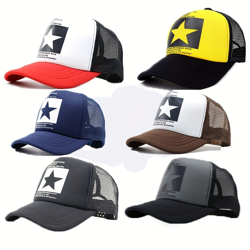 5 Point Star Graphic Mesh Baseball Cap for Summer