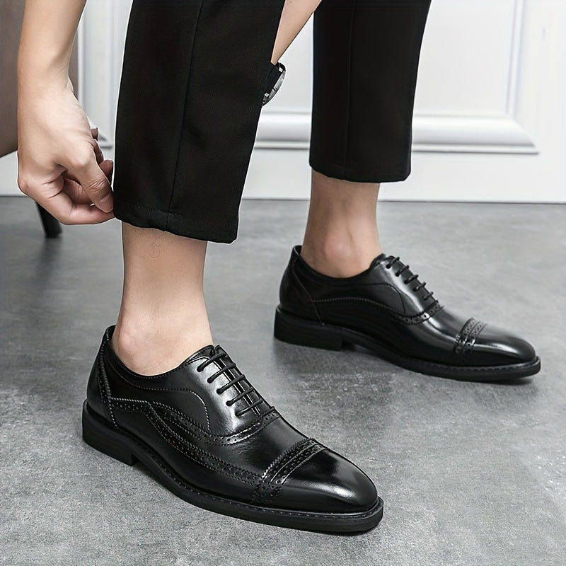 Men's Brogue Oxford Shoes Lace up Front Business Formal Wedding