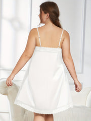 Sexy Nightdress Women's Plus Floral Jacquard Lace Trim