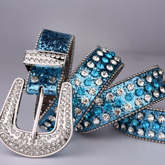 Glitter Rhinestone Belt for Women Western Style