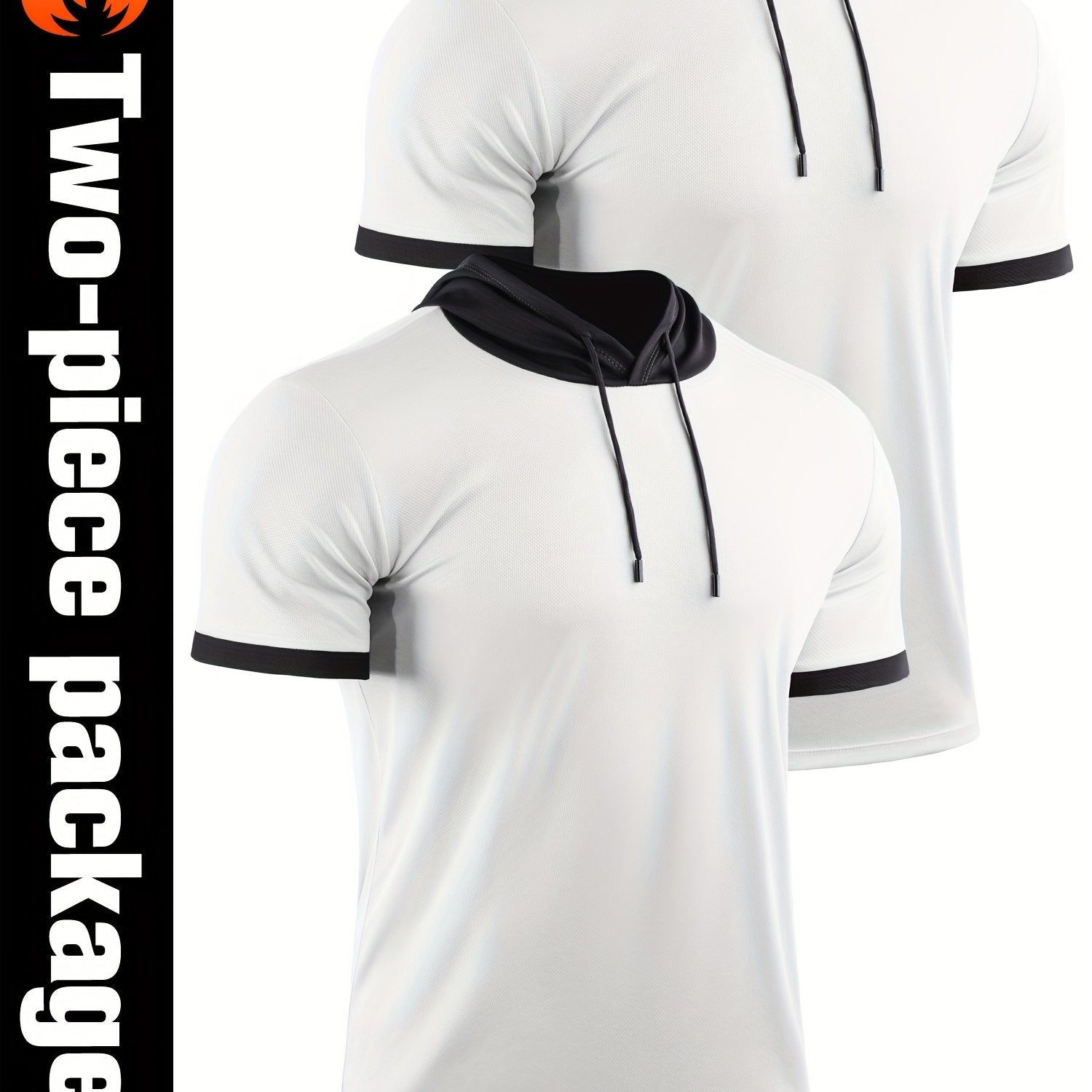 Men Hooded T shirt Active Stretch Moisture Wicking Hooded Top