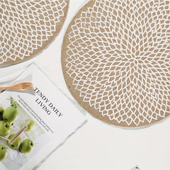6pcs Jute Printed Placemat Heat Insulation Mat for Dining Decor