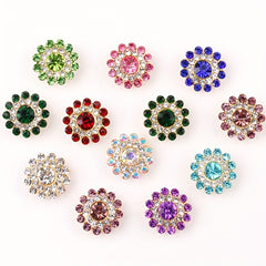 50pcs Flower Glass Rhinestones Golden Base Sew On Beads DIY