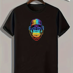 Gradient Chimpanzee Print Men's Tee for Outdoor Summer