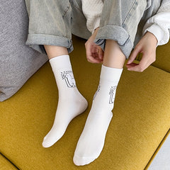 3 Pairs Cartoon Alpaca Print Socks Comfy & Mid Tube Women's Stockings
