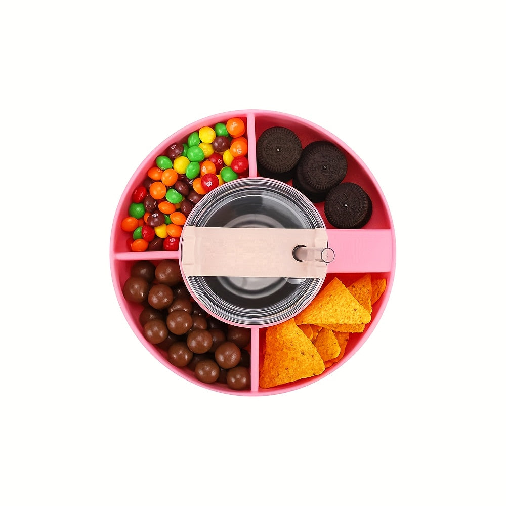 Solid Silicone Snack Bowl For 40oz Cup with Handle, Reusable Snack Tray Ring