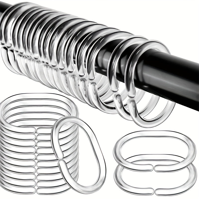 12pcs Transparent Bath Rings for Shower Curtain Rod Hanging