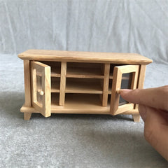 Dollhouse Mini Furniture Wooden TV Cabinet Storage Mini Villa Living Room Decor