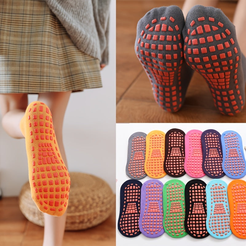 3 Pairs Multicolor Yoga Socks Non Slip Sporty Ankle Socks Gripper Socks