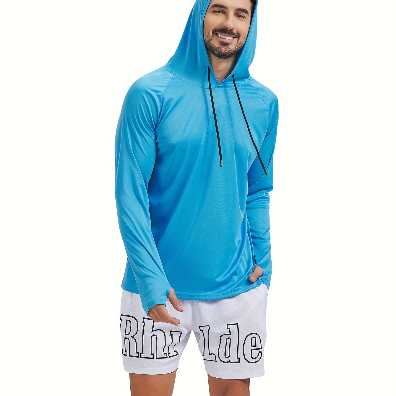 Men's UPF 50 Sun Protection Hoodie Long Sleeve for Outdoor Fishing