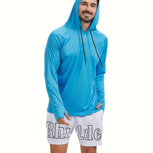 Men's UPF 50 Sun Protection Hoodie Long Sleeve for Outdoor Fishing