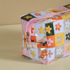 Floral Pattern Makeup Bag PVC Waterproof Zipper Cosmetic Bag