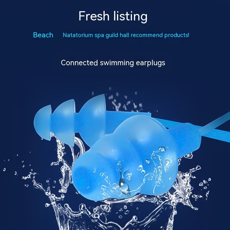 Silicone Soundproof Earplugs Waterproof Swimming With Lanyard