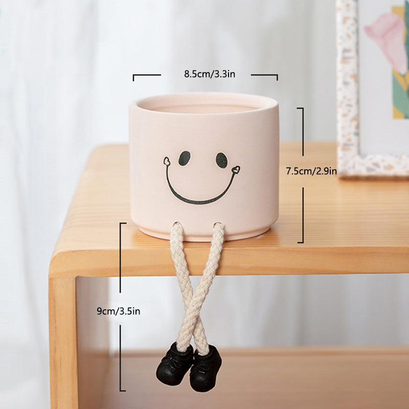 Creative Emoticon Pendant Doll Ceramic Flower Pot Succulent Plant Pot