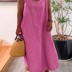 Casual Tank Dress Womens Round Neck Stretch Maxi Tank Dress