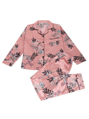 Women's Star Print Pajama Set Long Sleeve Button Up Top Pants