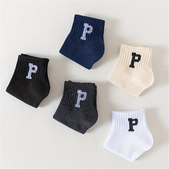 5 Pairs Letter Print Socks Mid Tube Women's Stockings