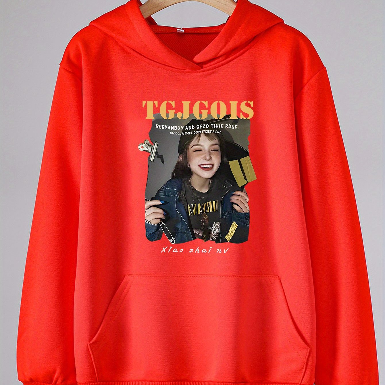 Girls Hoodies Photo Print Comfy Hooded Pullover Top With Pocket