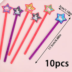 10pcs Magical Star Unicorn Mini Sticks for Kids' Parties