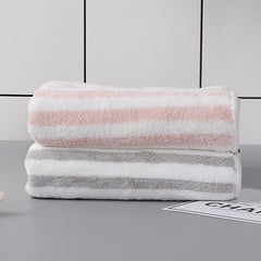 Coral Fleece Striped Towel Absorbent Hair Towel