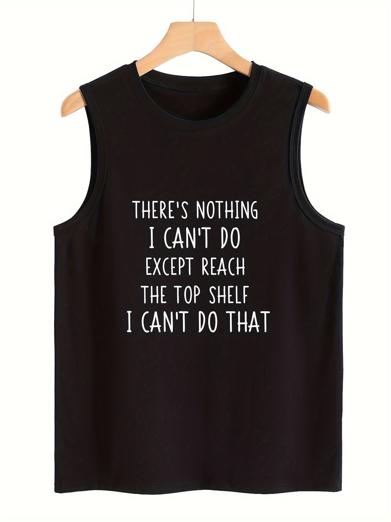 Letter Print Crew Neck Basic Tank Top Sleeveless Slim Fitted Sports Top