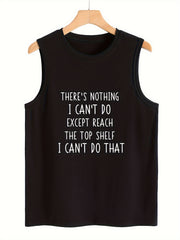 Letter Print Crew Neck Basic Tank Top Sleeveless Slim Fitted Sports Top