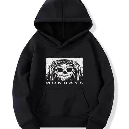 Monday Skull Pattern Smart Hoodie For Girls