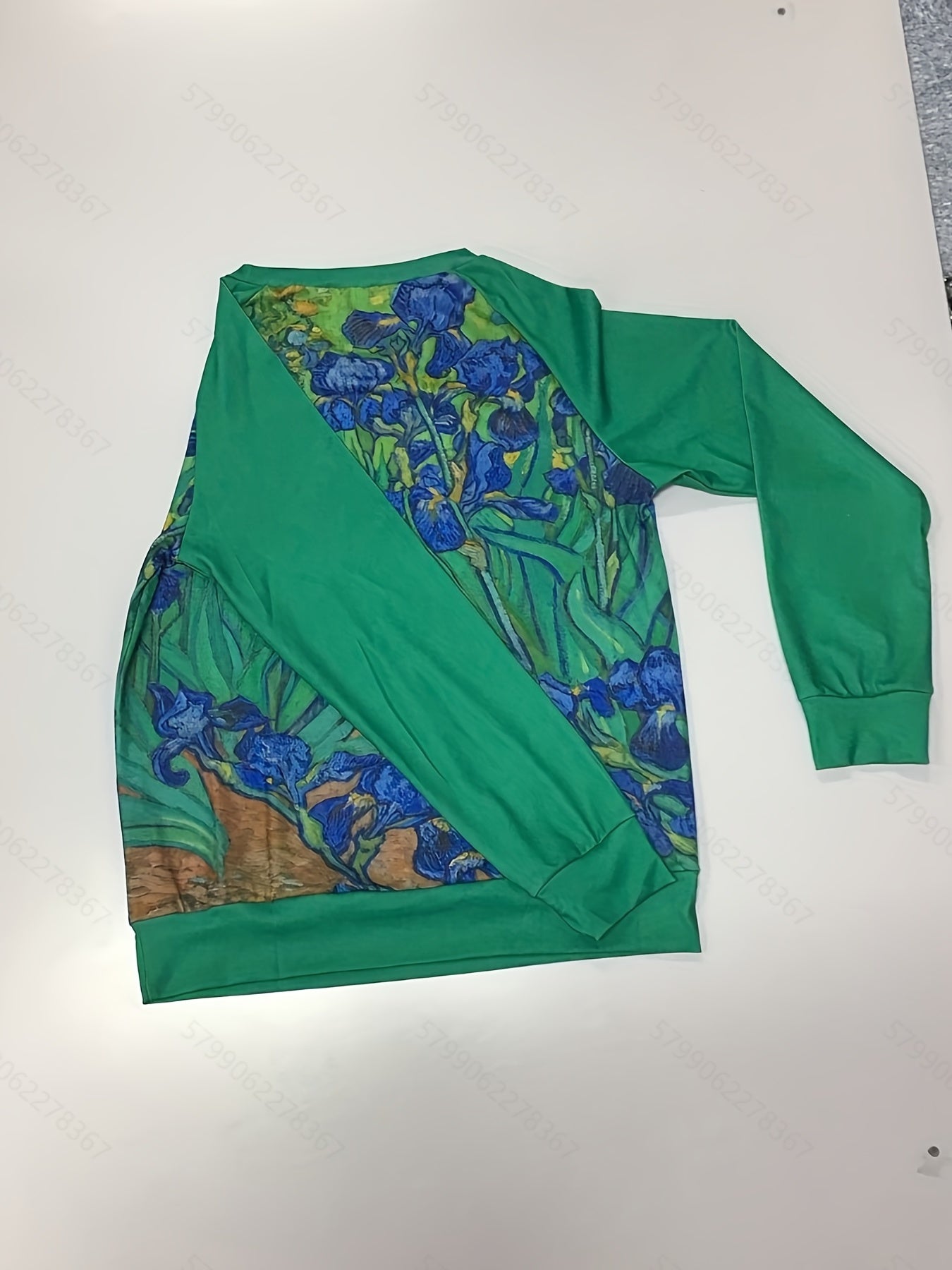 Floral Print Raglan Sweatshirt Long Sleeve Crew Neck Casual Fall Winter