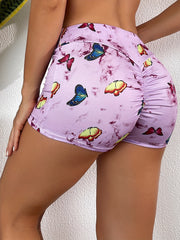 Butterfly Print Lounge Bottoms Elastic Waistband Shorts Womens Loungewear