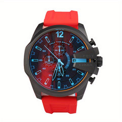 KUERST Large Dial Quartz Watch with Calendar and Soft Strap