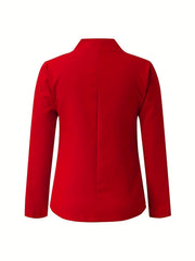 Solid Open Front Jacket for Women's Business Attire